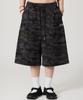 PEACE MAKER Pce Applique Deep Tuck Bermuda Sweat Shorts (Camouflage)