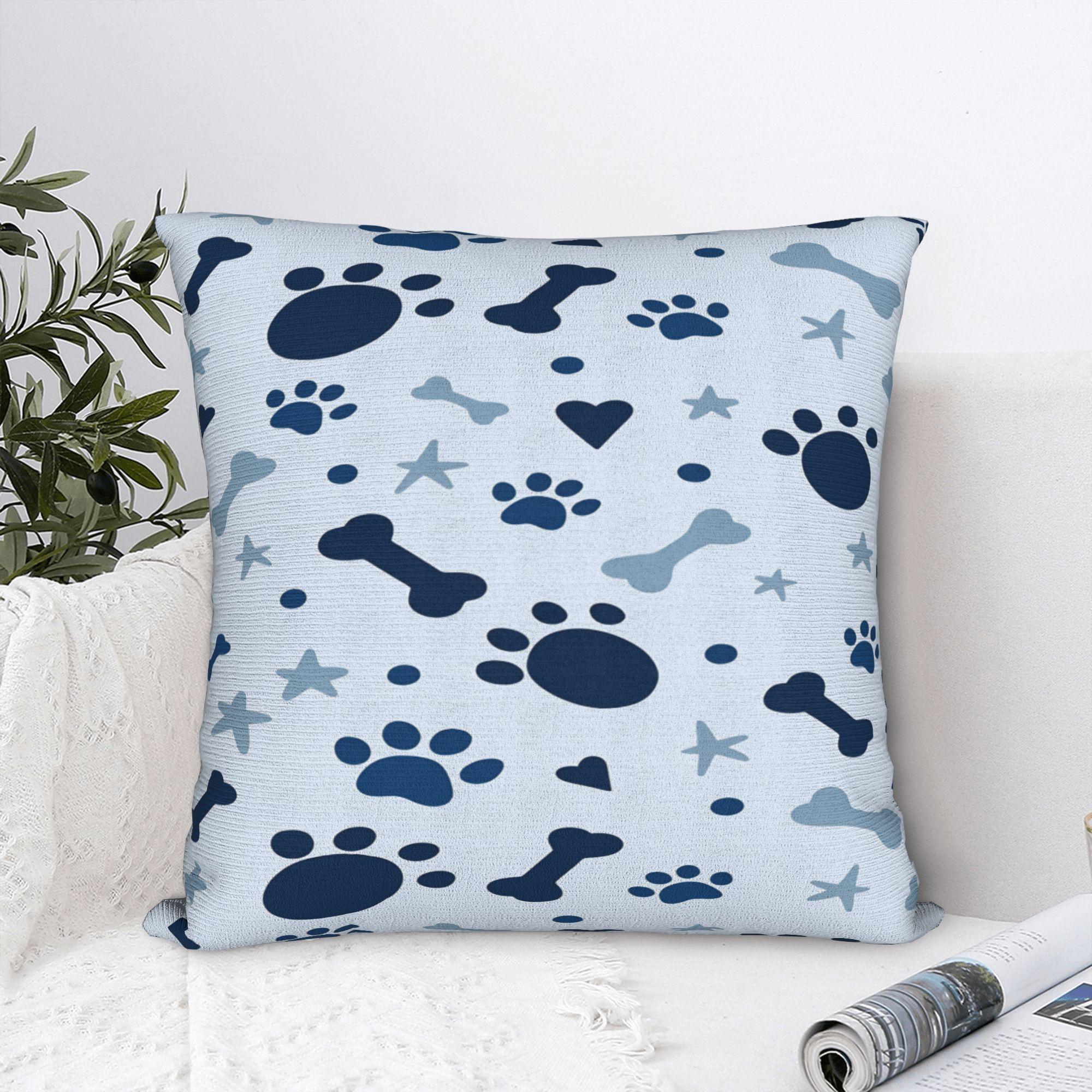 Fine Glasses Unisex Pillow Cover Colorful Paw Print And Bone Fashion Pillow Case For Couch Sofa Bedroom Pillowcases