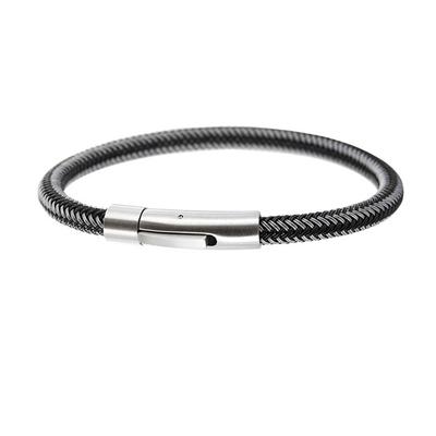 [R5118] - Herrenarmband 'Peaceful' grauer Stahl - 21 cm 6 mm