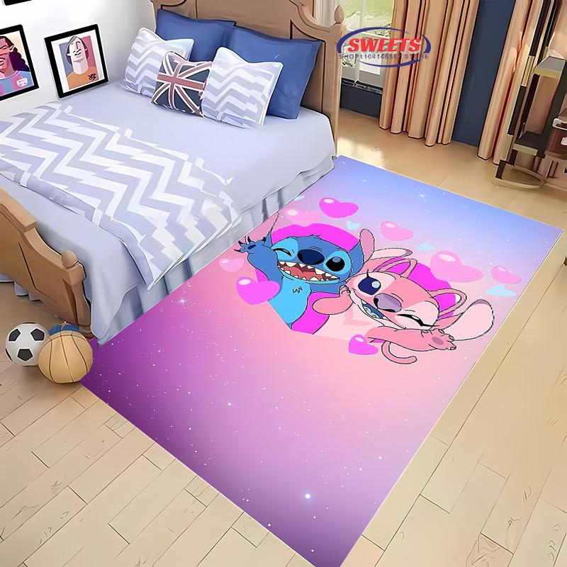 NO.5 Disney Lilo & Stitch Theme Carpet! Bedroom Living Room Bed Mat, Non-slip Exquisite Home Decor, Durable Machine Washable Rug