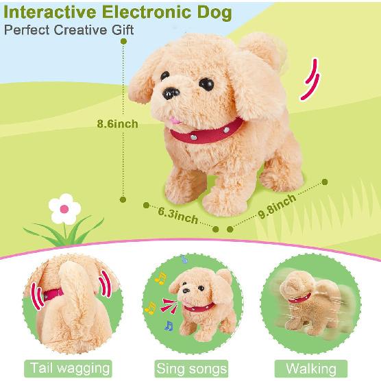 Koonie Realistic Robot Puppy - Interactive Walking & Barking Dog with Singing/Tail Wagging, Educational Play & Plush Birthday Gift for 2-5 Years Old