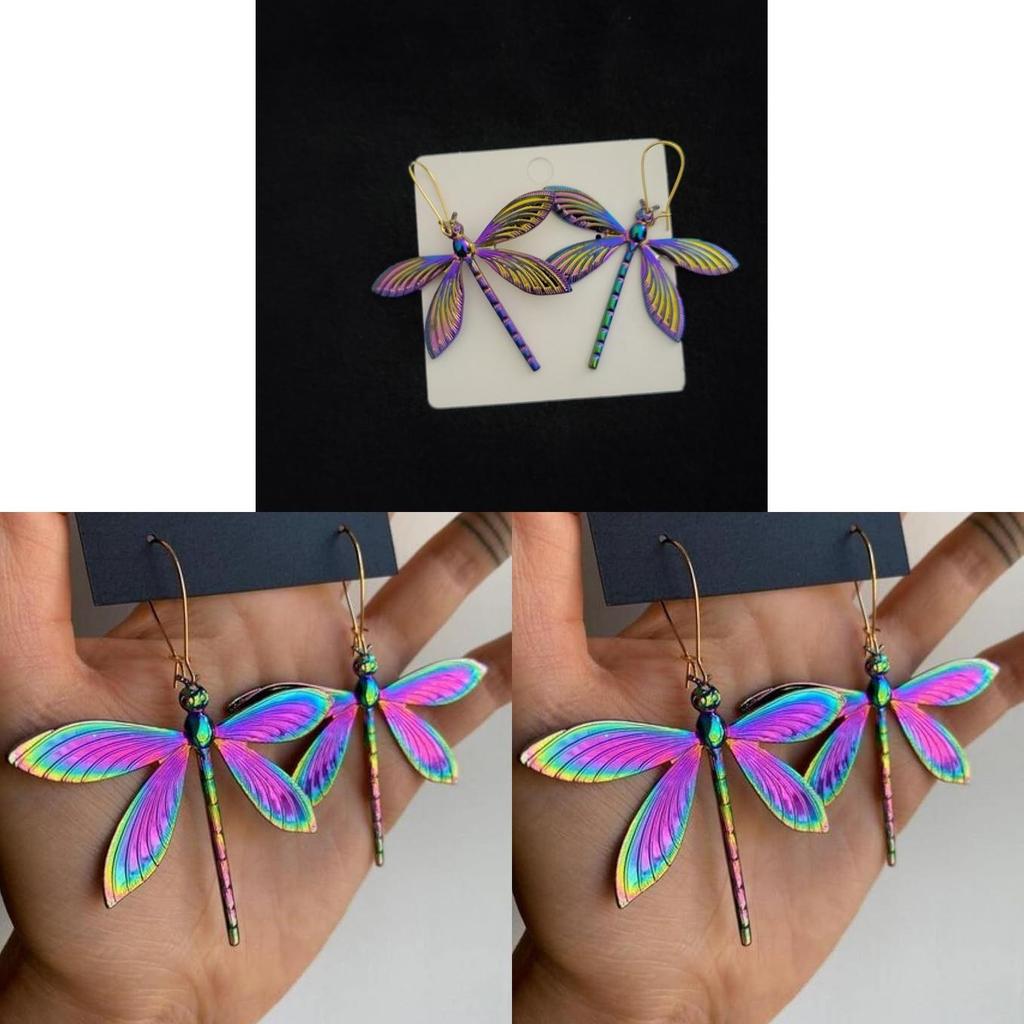 Unique Alloy Water Drop Earrings With Dragonfly Design For Gift Giving