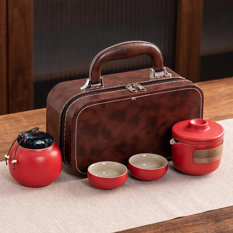 Travel tea set Ceramic express cup Portable one pot two cups Company business gifts Holiday souvenirs