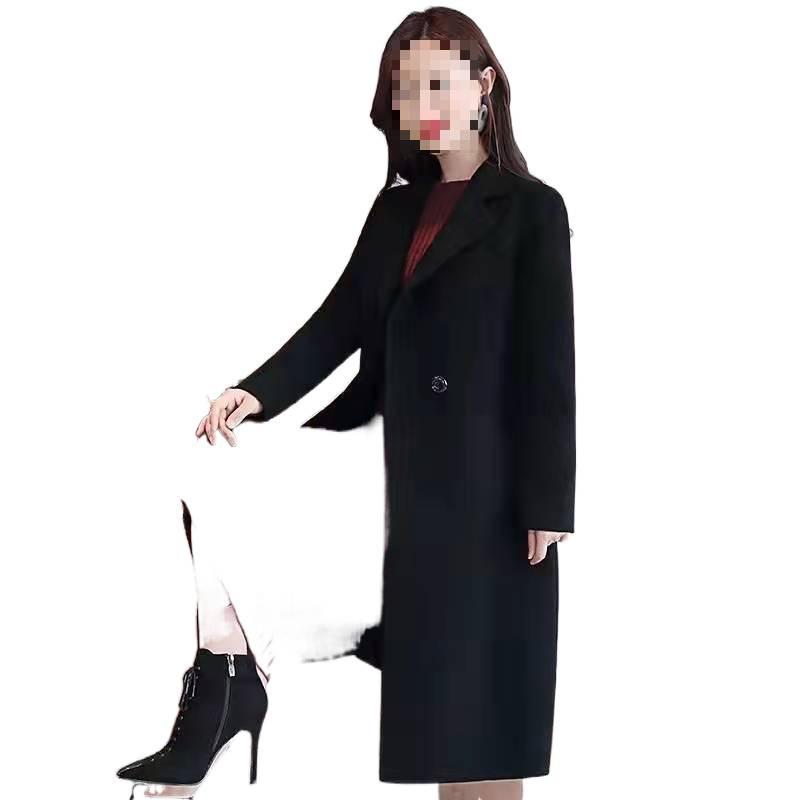 Trendy Plus Size Slim-Fit Mid-Length Wool Coat – Stylish Age-Reducing Spring/Autumn Outerwear