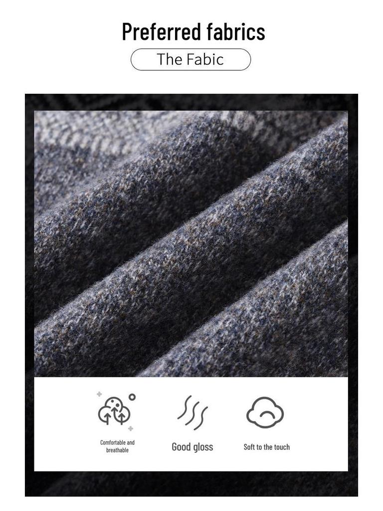 530g Thickened 100% Wool Men's Sweater, Autumn/Winter 2025, Round Neck Striped Knitwear