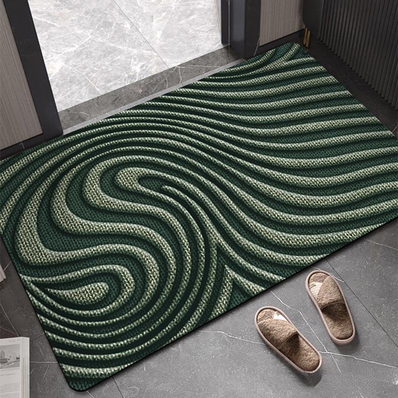 Modern Simple Bathroom Mat Water Absorbent Non-Slip Entrance Carpet Household Striped Living Room Entrance Diatomaceous Earth Durable Foot Mat