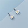 Spring New Cute Daisy Flower Stud Earrings For Women 2023 Sweet Shell Enamel Silver Plated Earrings Korean Temperament Jewelry