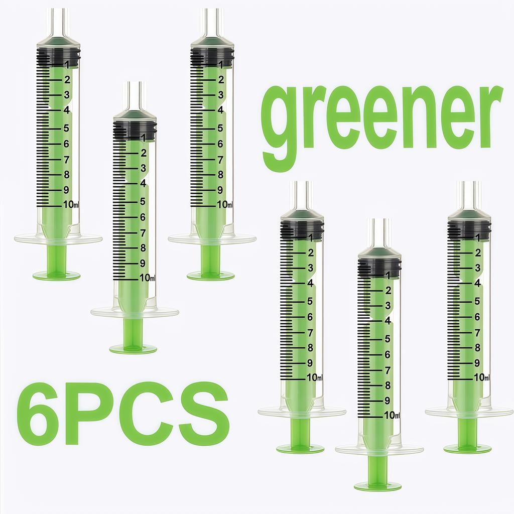 6 Pieces of 10ml Colored Syringe with Caps, Suitable for Glue, Liquid Distribution and Measurement, Pet Food Feeding, Refilling Ink Cartridges, Etc.