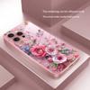Butterfly Flower Pattern Pink Metallic Paint Glass Hard Phone Case For iPhone 17 Pro Max 16 15 14 13 12 11 17 Air Plus 16E Cover