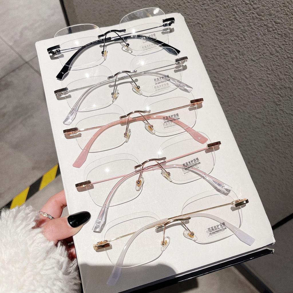 High Quality Square Rimless Glasses Frame Women Blue Light Blocking Eyeglasses Frames for Women