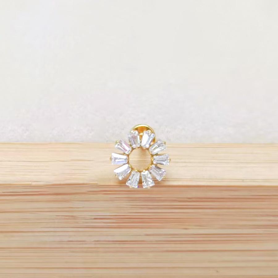 F136 Titanium Flower Peacock Crown Earrings, Long Studs for Cartilage Piercing, 1.2/1.0 Thickness