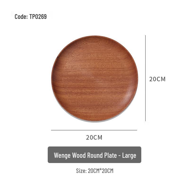 Japanese Style Ebony Wood Round Serving Plate Set