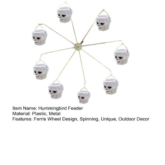 Ferris Wheel Hummingbird Feeder Squirrel Proof Spinning Bird Feeder with 8 Pumpkin Skull Buckets for Outdoor Yard Decor