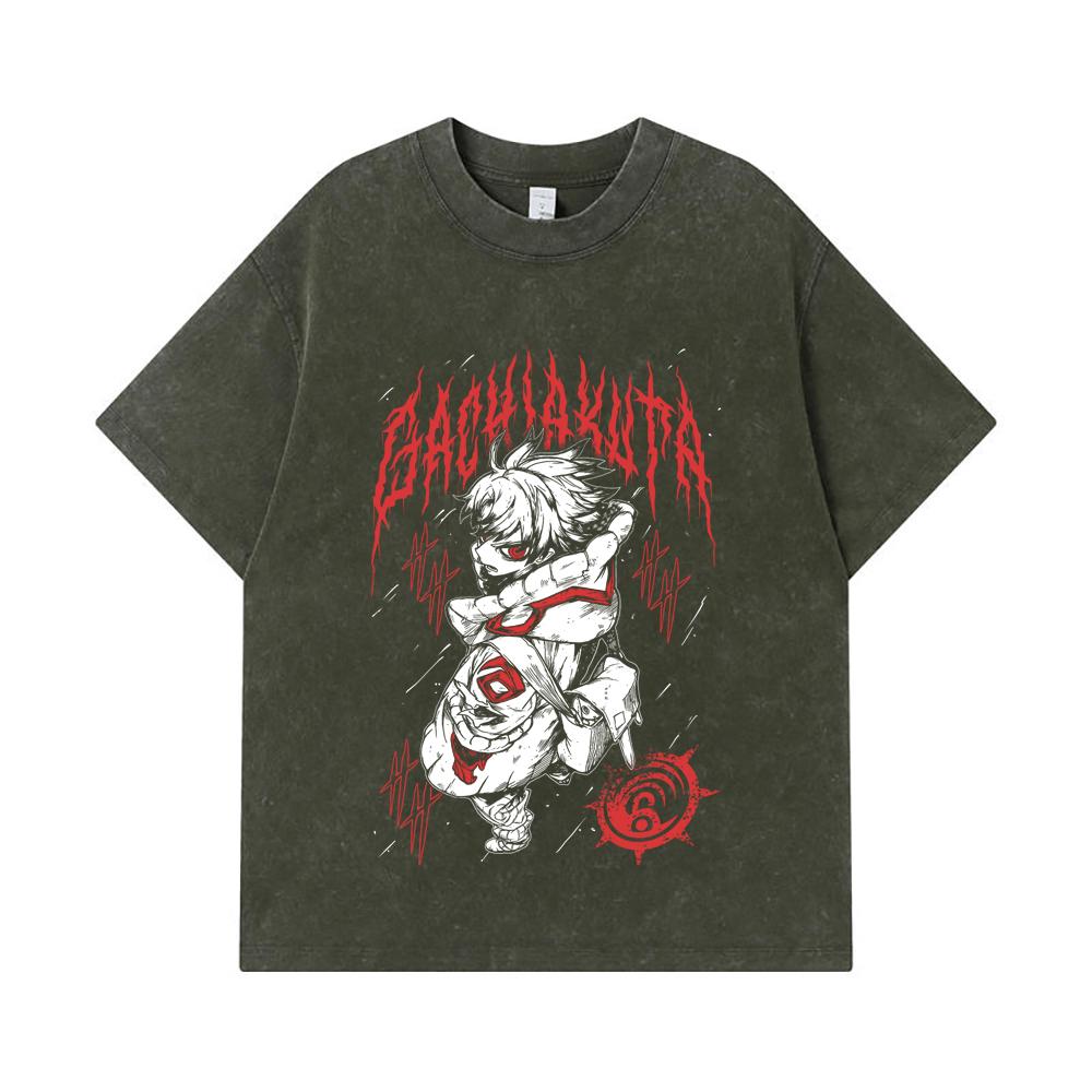 275 GSM Washed T-shirts 100% Cotton Gachiakuta V2 Rudo Print Unisex Heavy Cotton T Shirt