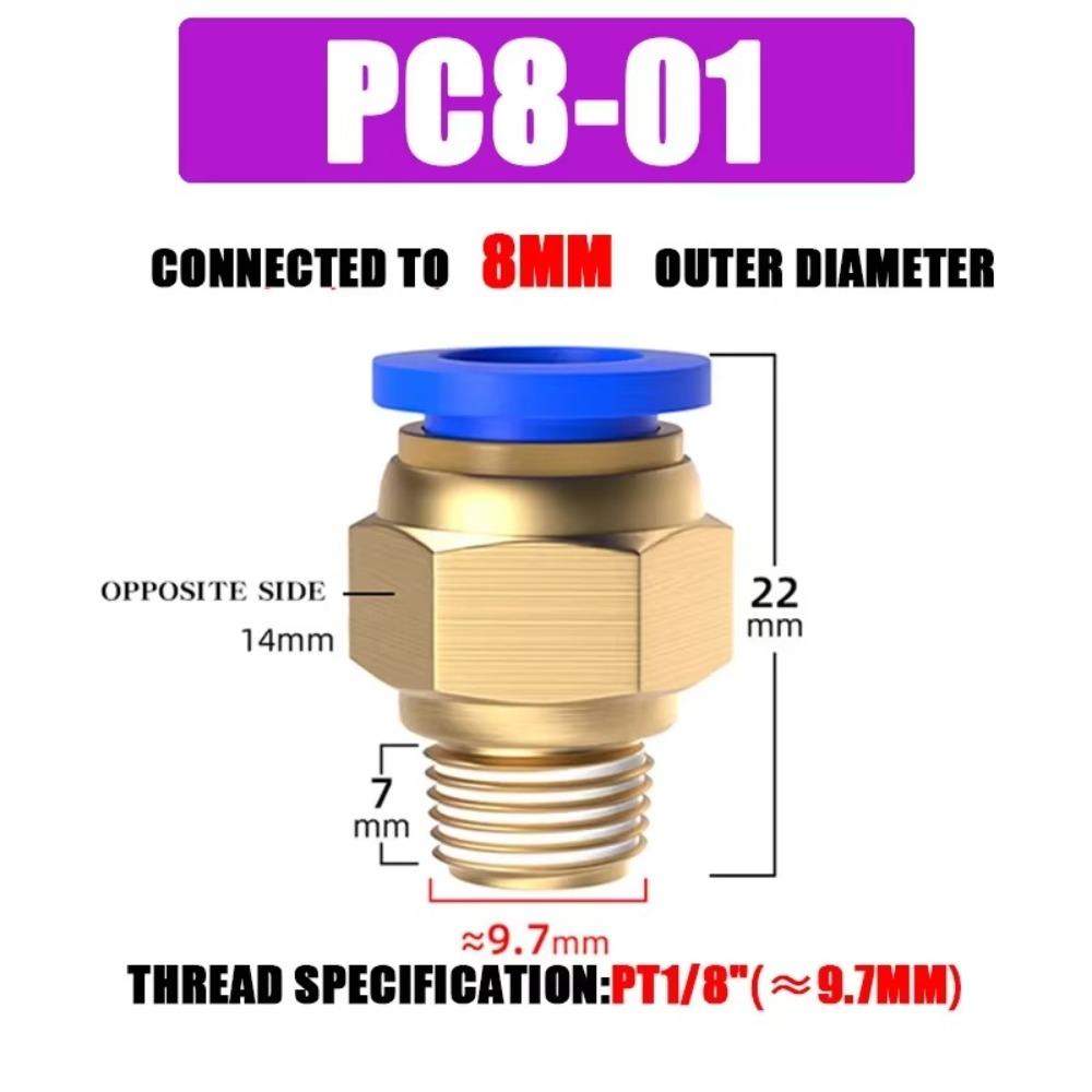 High Quality Brass Pneumatic Fitting PC 4 6 8 10 12MM Multi Size Air Connector Pipe Quick Connectors Pneumatic Systems