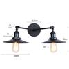 Vintage 2-Lights Wall Light Industrial Black Red Bronze Wall Sconce E27 Metal Shade Vanity Lamp Bathroom Mirror Lighting