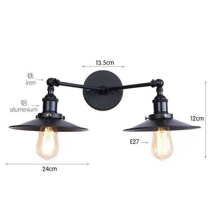 Vintage 2-Lights Wall Light Industrial Black Red Bronze Wall Sconce E27 Metal Shade Vanity Lamp Bathroom Mirror Lighting
