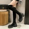 Elastic thin boots thick-soled suede long boots over the knee boots children's new popular autumn and winter velvet high boots