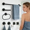 Bathroom Towel Rack Adhesive Towel Rings Robe Hook Toilet Paper Holder Bathroom Accessory Set Easy to Installation