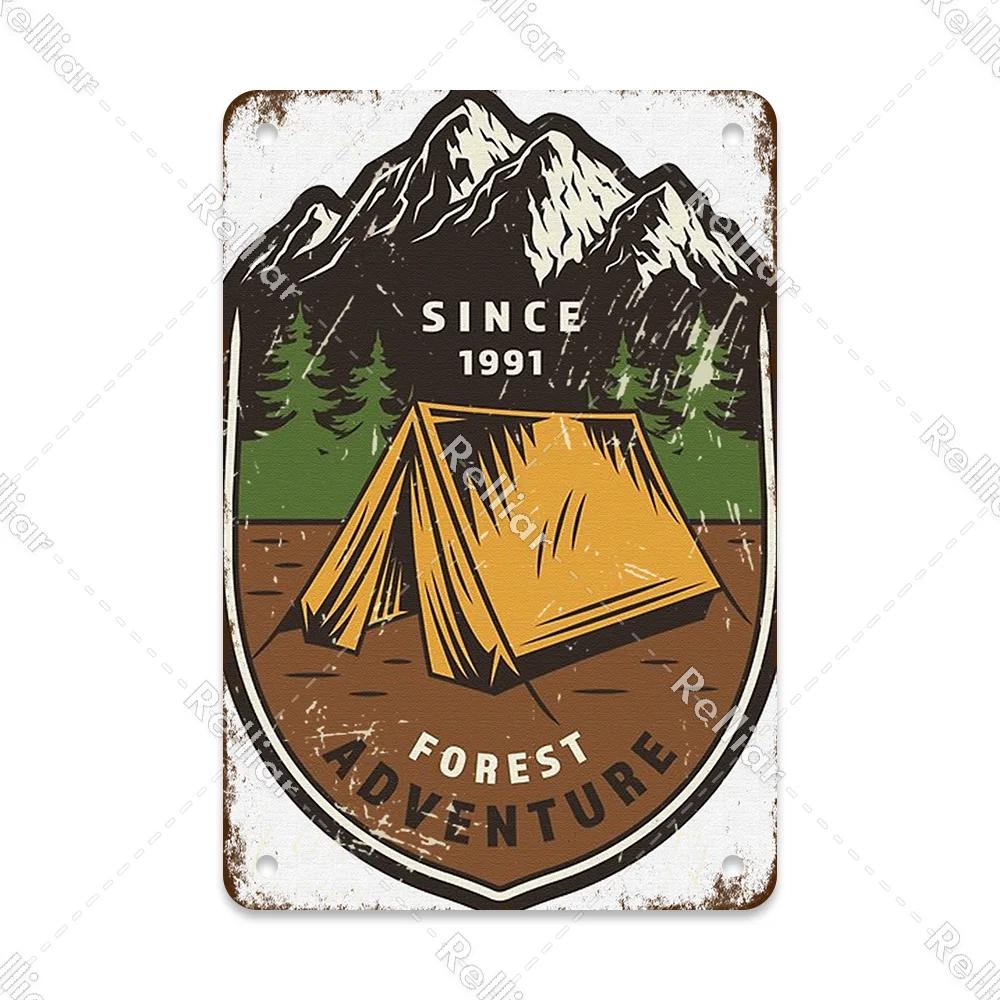Retro Happy Camper Dekoracyjny Talerz Przygoda na Zewnątrz Metalowy Znak Blaszany Symbol Dzikiej Przyrody Ornament Plakat Dekoracja Domowego Baru Klubu Tablica