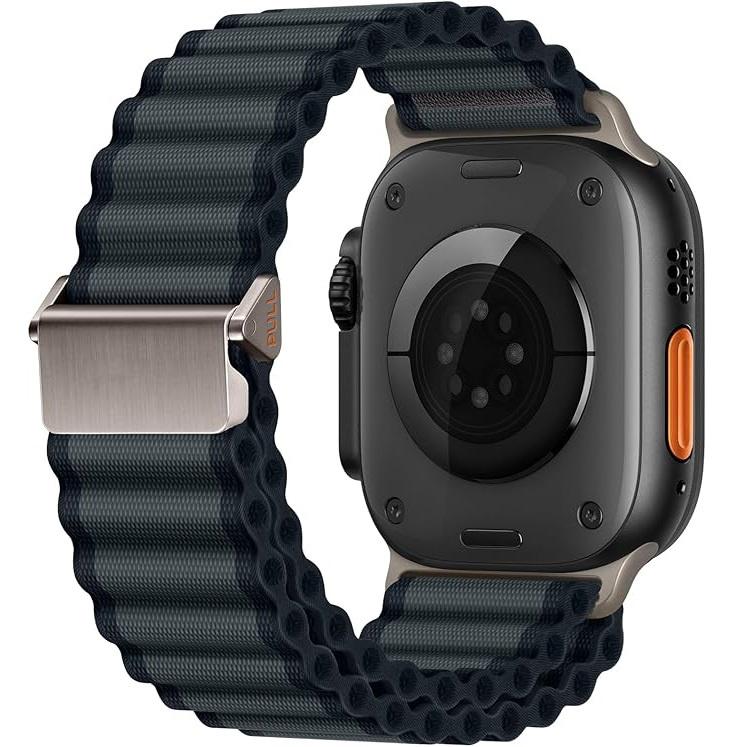 Nylon Strap for Apple Watch 1/2/3/4/5/6/7/8/9/10/11/SE Ultra 1/2/3 42/44/45/46/49mm, Black
