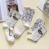3 Pairs of Black and White Mid Tube Socks, Fashionable, Simple, Cute, Personalized, Autumn and Winter Socks