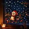 Shop Showcase Glass Decorations Christmas Static Window Cling, Penguin Decal with Holly Baubles Snowflakes, Festive Home Decor Supplies for