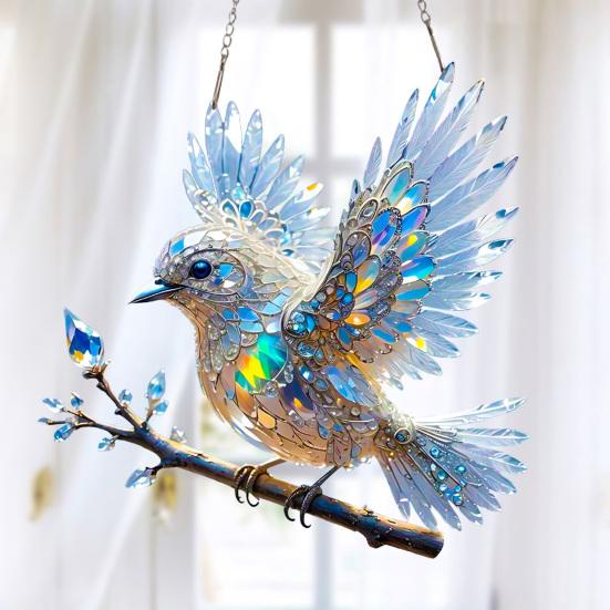 Birds Hanging Ornaments Acrylic Bird Window Decorations Colorful Sun Catchers for Christmas Trees Easter Parties Home Garden Patio Balcony Decor
