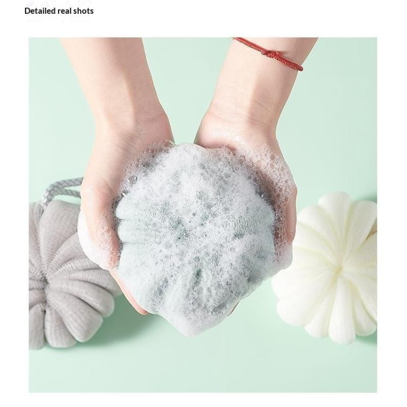Pumpkin Shaped Bath Loofah Sponge With Extra Thick Soft Mesh Durable Hanging Rope For Daily Home Shower Bathing Use