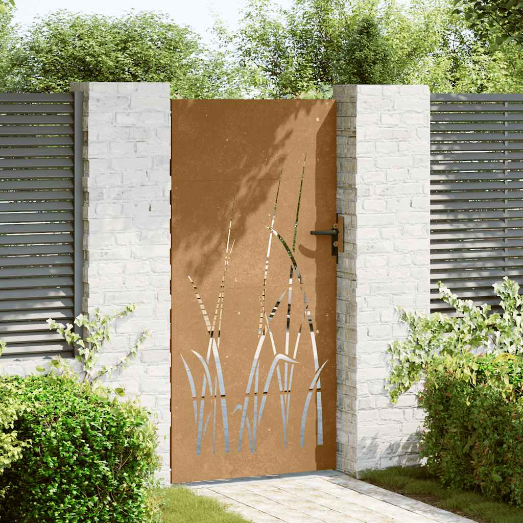 Garden Gate 85 X 200 Cm Corten Steel Grass Design
