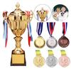 Metal Trophy Cup Colorful Ribbon Gold Award Trophys Winner Competition Party Gold Awards Cup Reward for Sport Game Favors Soccer
