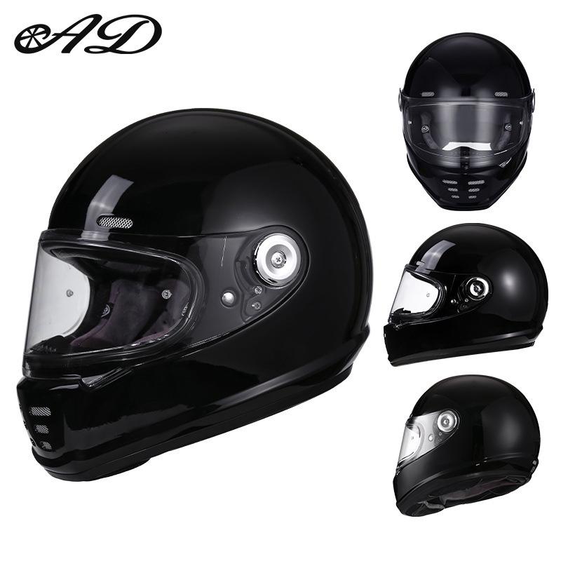 Retro Carbon Fiber Full Face Helmet for Kids - Motorcycle, Cruiser, Scooter