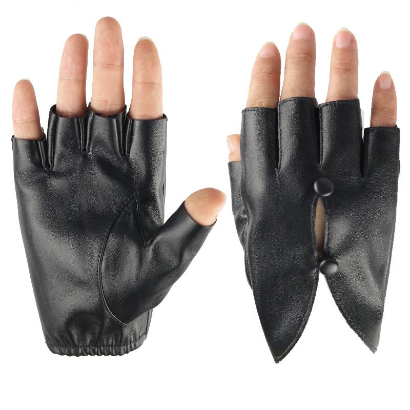1 Pair Half Finger All-match Dance All-match Gloves Elegant PU Leather Fashionable Performance Light Luxury Art Thin 16x14cm