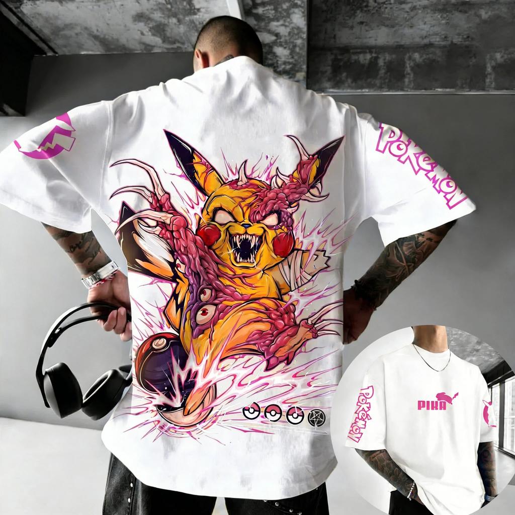 2026 Pokémon Anime Pikachu Gengar Peripherie Gedrucktes Kurzarm Herren Damen Locker Sportlich Bequem Baumwolle Paar T-Shirt