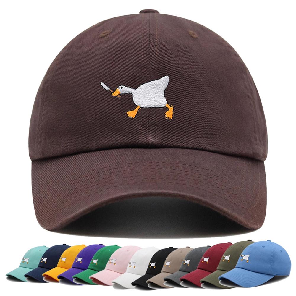 Cartoon Goose With Knife Embroidered Baseball Cap Soft Casual For Women Men Spring Summer Wide Brim Sun Hat