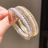 Pearl Beaded Threelayer Open Bracelet With Rhinestone Embellishments For Elegant Womens Jewelry