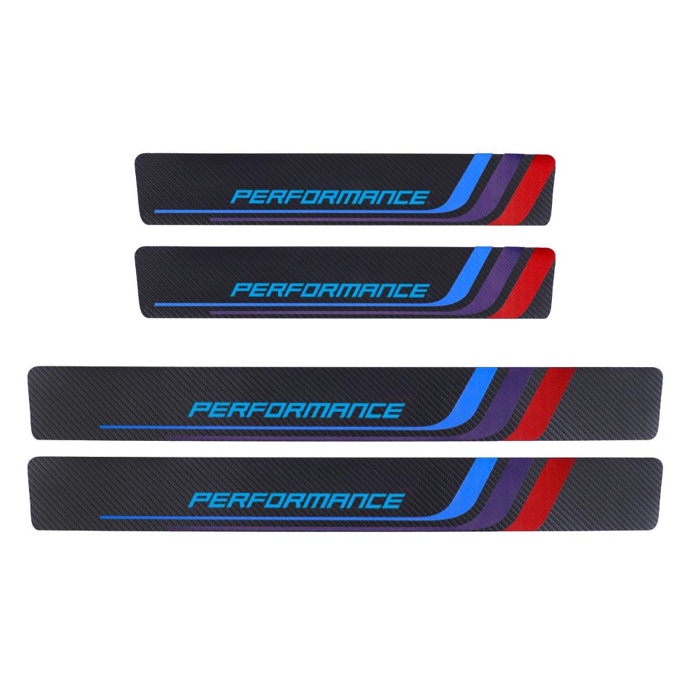 

4pcs Carbon Fiber Sill Plate Stickers Guard Decals for Bmw Performance M 1 2 3 4 5 6 7 Series X1 X2 X3 X4 X5 X6 X7 Car Styling синій