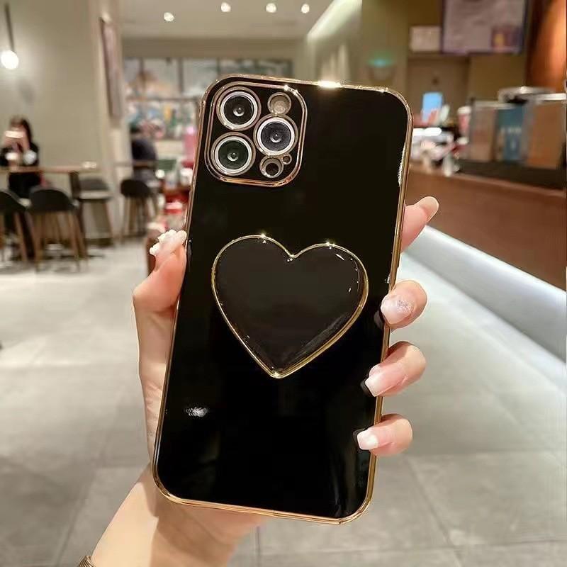 Applicable to Apple 17PLUS mobile phone case love airbag invisible bracket 16Pro bracket 13 fine hole 15 electroplated TPU
