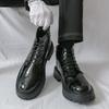 Men's Large Size High-Top Leather Shoes with Thick Soles, Height-Increasing, Autumn/Winter Fashion Trend Martin Boots