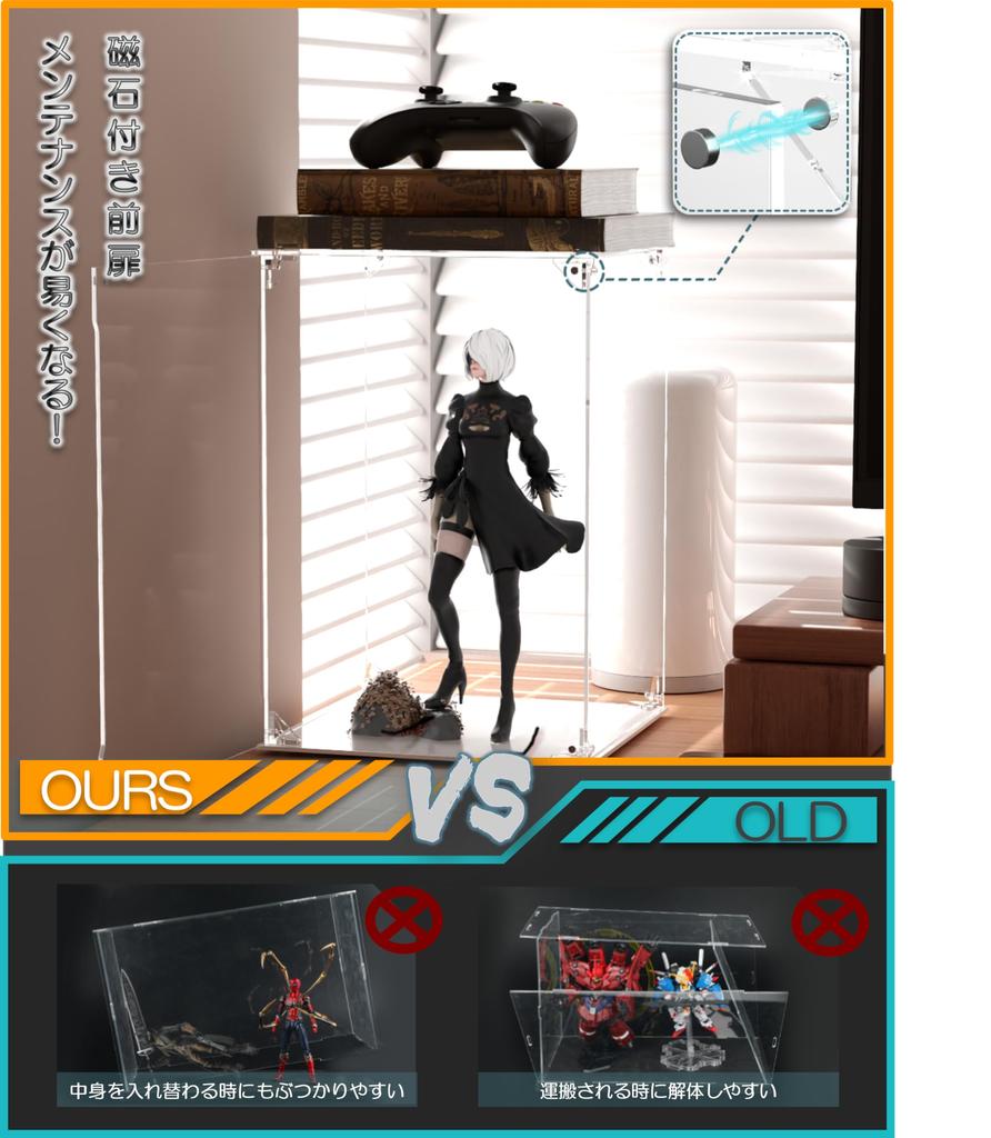 COOLTAKU Figure UV Magnetic Magnetic Front Collection More Assembled Acrylic Display Stain Cleaning Cloth Figure Storage 20 X Depth 20 X Height White