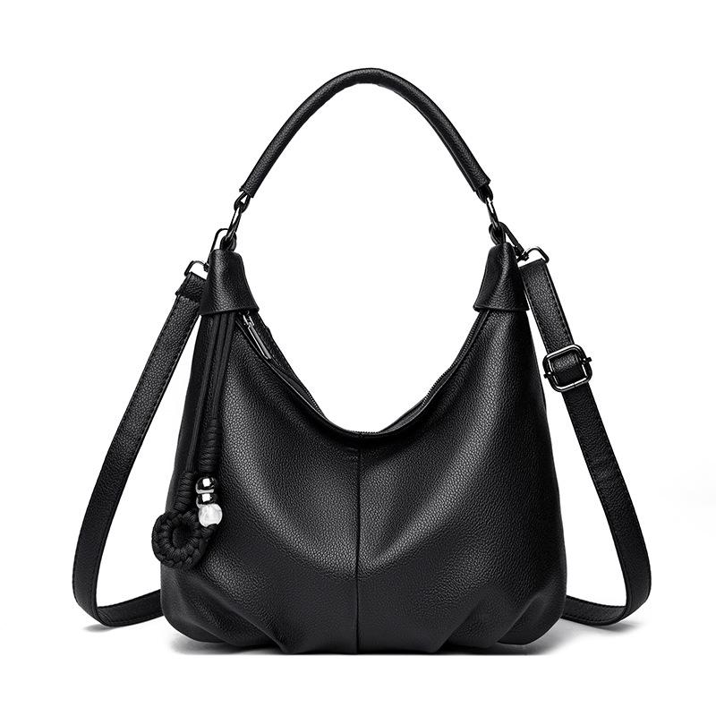 Винтажная вместительная подмышечная сумка женская на плечо через плечо чёрный