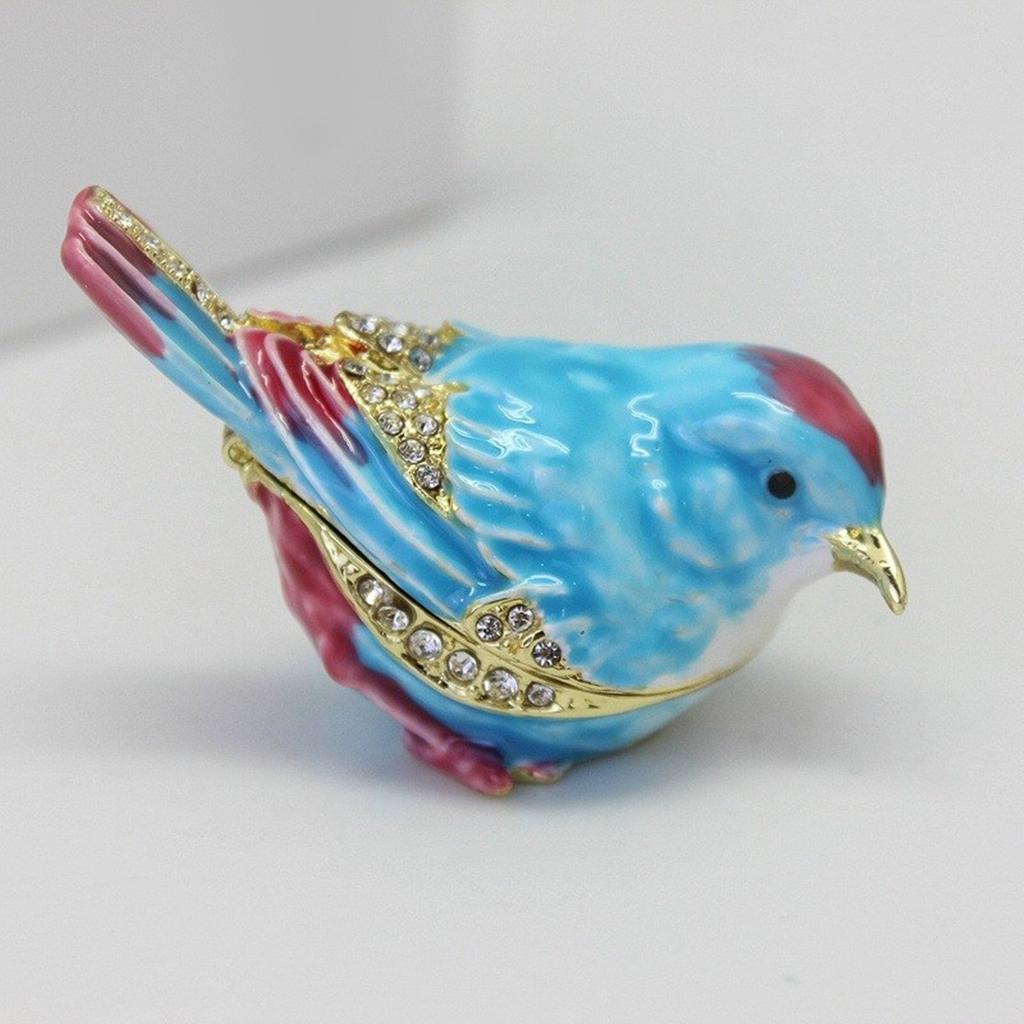 Alloy Enamel Sparrow Shaped Jewelry Organizer Decorative Box for Rings and Earrings Studs Multifunctional Storage Case