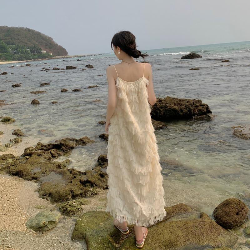 White Suspender Dress Womens Summer Small Dress