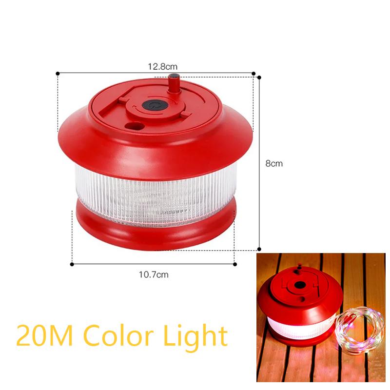 

20M USB Rechargeable LED Camping Light Waterproof Outdoor String Lights with 5 Lighting Modes for Tent Garden Yard Party Decor красный
