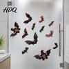 Bathroom Glass Decoration 12Pcs Halloween 3D Bat Witch Face Wall Stickers Waterproof Self-Adhesive Party Decorations Decals for Indoor Outdoor Window