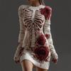 2025 Halloween European & American Street Style 3D Skull Print Short Sleeve Sweater