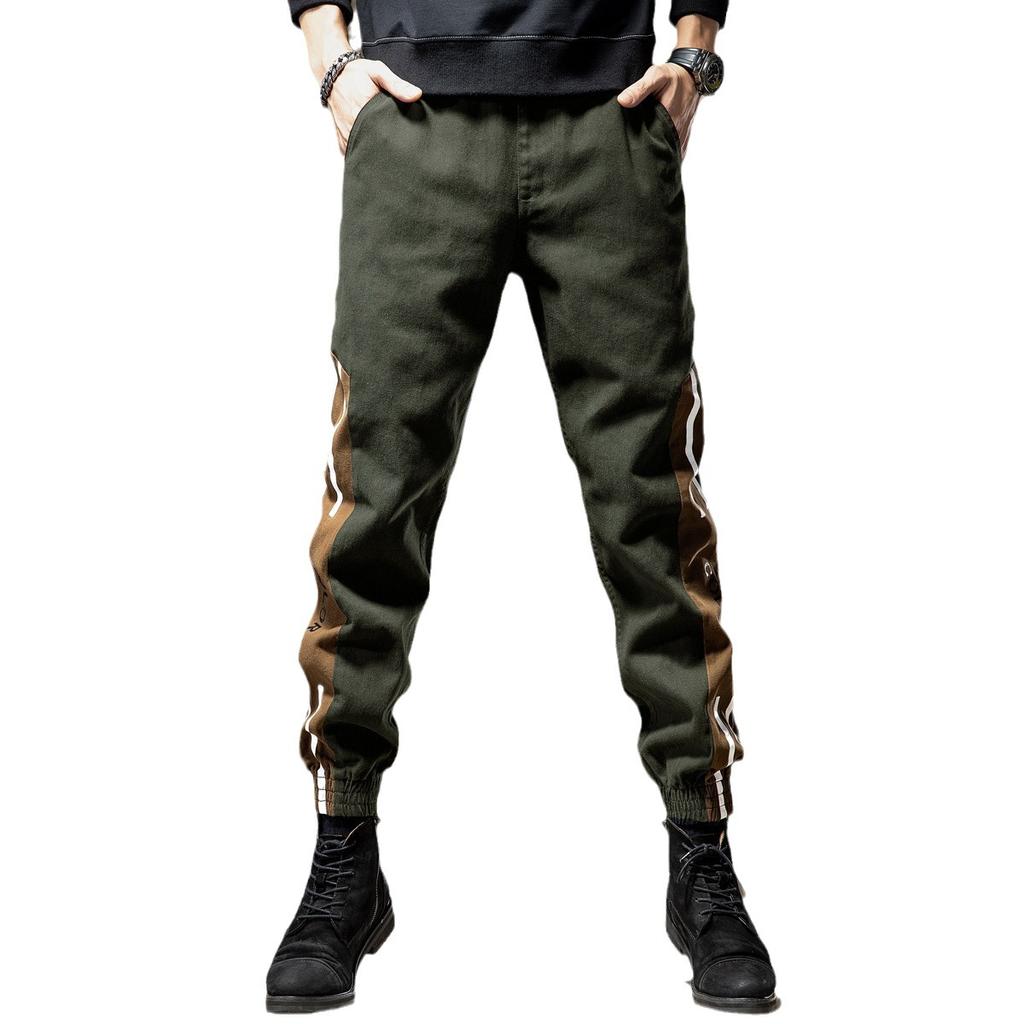 High-end American splicing overalls men's trendy brand loose straight leggings men's sweatpants casual pants long pants