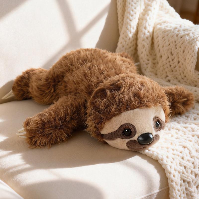 Kuscheliger Lächeln Faultier Plüschtiere Flauschig Lebensecht Bauchlage Wildes Faultier Puppe Warme Umarmung Tierpuppe Kawaii Heimdekoration