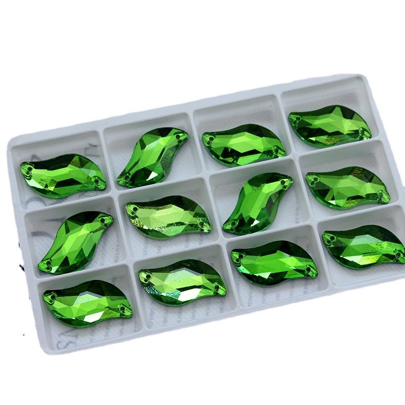 All Size All Color Ab S Shape Sew On Rhinestone Leaf Glass Crystal Sewing Flatback 2 Holes 6*12 10*20 14*30 for Dress Decoration