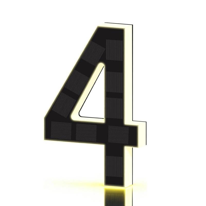 New LED Solar House Numbers 12CM, IP65 Waterproof Illuminated Address Sign, Outdoor Light for Home Hotel Bar Street